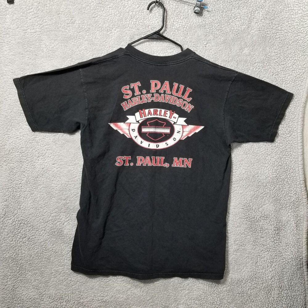 Harley Davidson men's XL vintage 1997 wash worn shirt eagle tribal St Paul MN - Picture 10 of 13